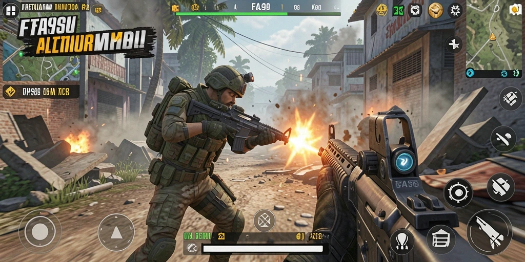 Screenshot gameplay FA99 menampilkan pertempuran yang mendebarkan.