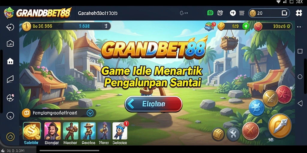Screenshot gameplay GRANDBET88 menunjukkan aktivitas menarik dalam permainan Idle.