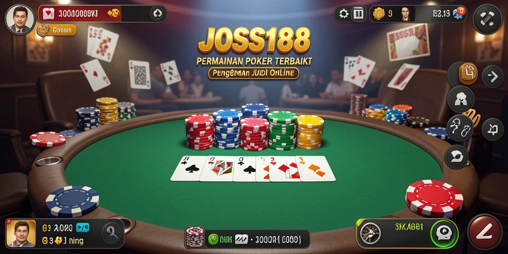 Tampilan gameplay JOSS188 yang menarik dan interaktif di meja poker.