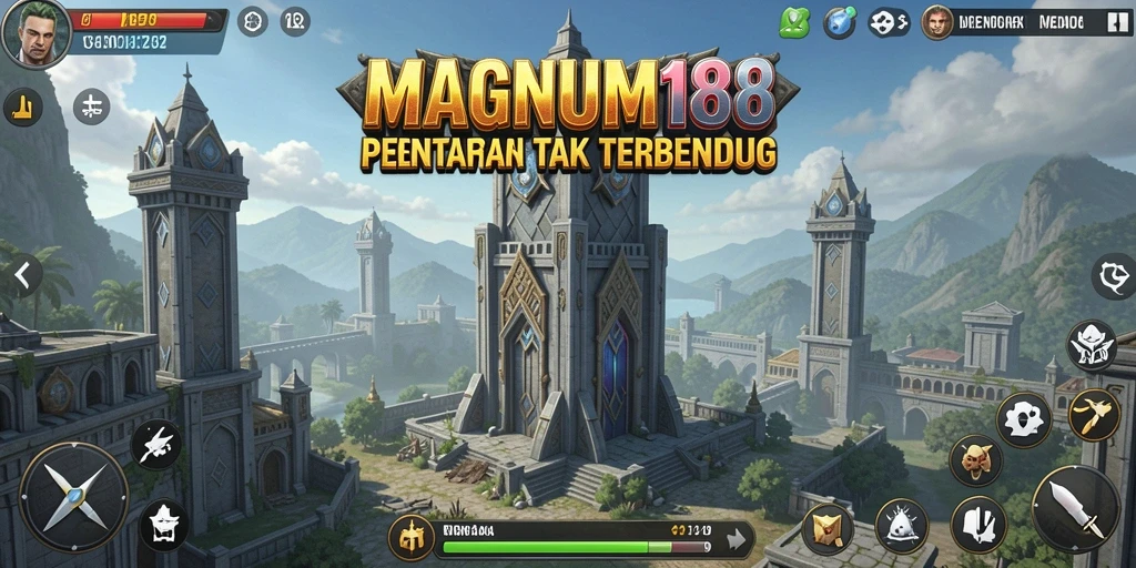 Tangkapan layar dari gameplay intens Tower Defense MAGNUM188.