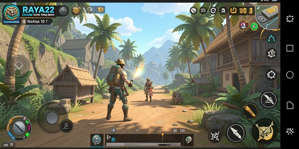 Gameplay menakjubkan dalam <strong>RAYA22</strong> menampilkan eksplorasi dunia luas.