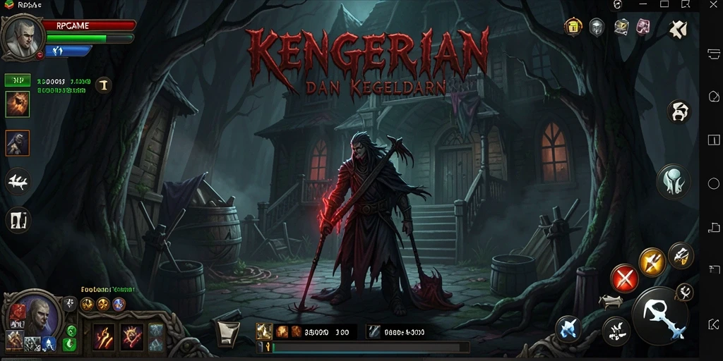 Gameplay RPGAME menampilkan suasana horror yang intens dan mengerikan.