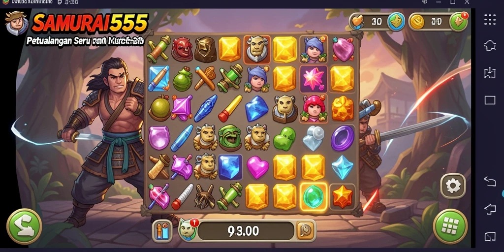 Tampilan gameplay SAMURAI555 yang menarik dalam elemen Match-3.