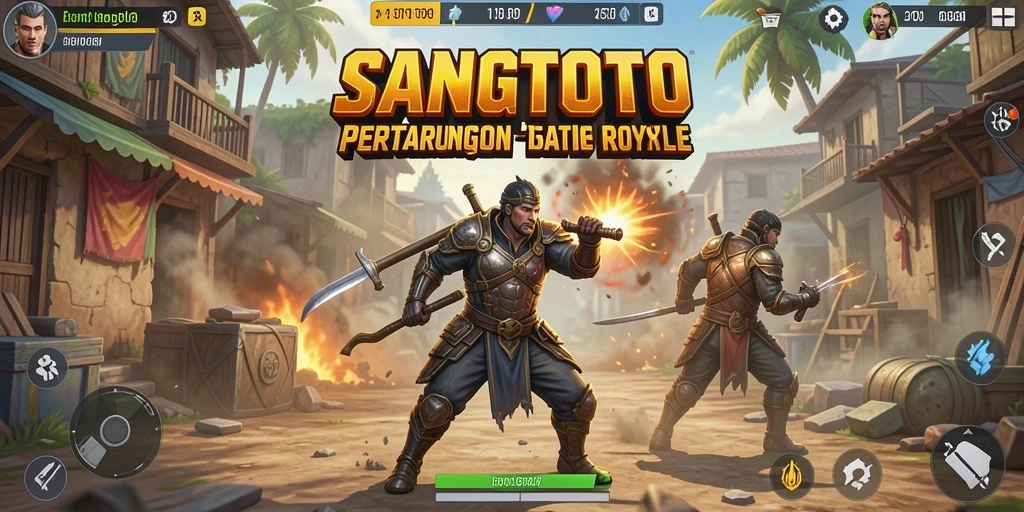 Screenshot gameplay SANGTOTO saat pertarungan Battle Royale.