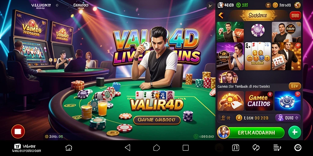 Tampilan gameplay Live Casino VALIR4D yang memukau dengan dealer langsung.