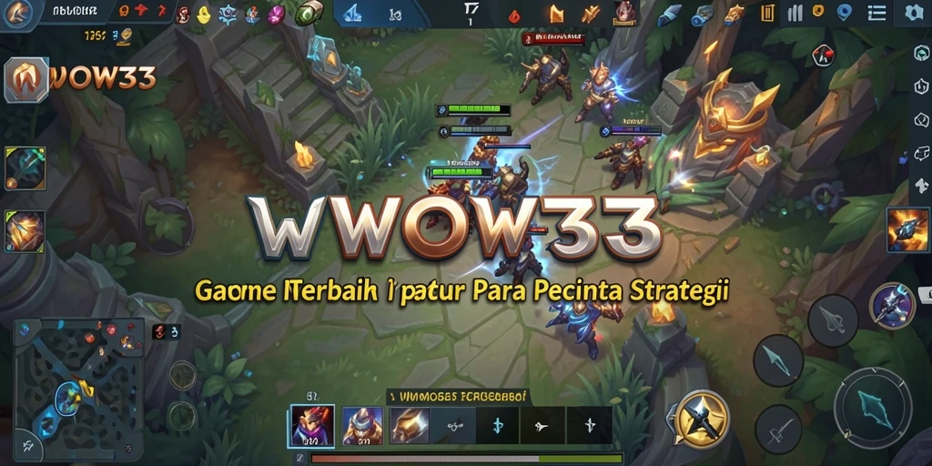 Tampilan gameplay WOW33 dengan aksi pertempuran MOBA yang seru.